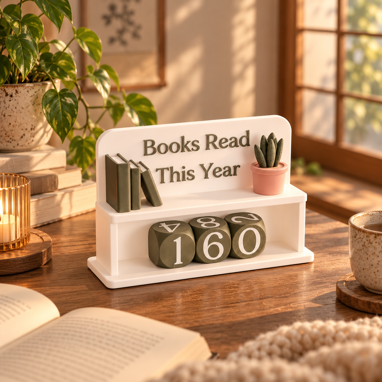 Book Tracker Bureau dans un coin lecture chaleureux